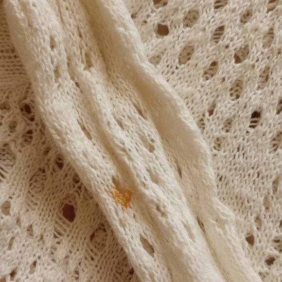 Abercrombie & Fitch Crochet Knit Fairycore Hooded Cardigan XS/S Cream White Boho - Picture 5 of 7